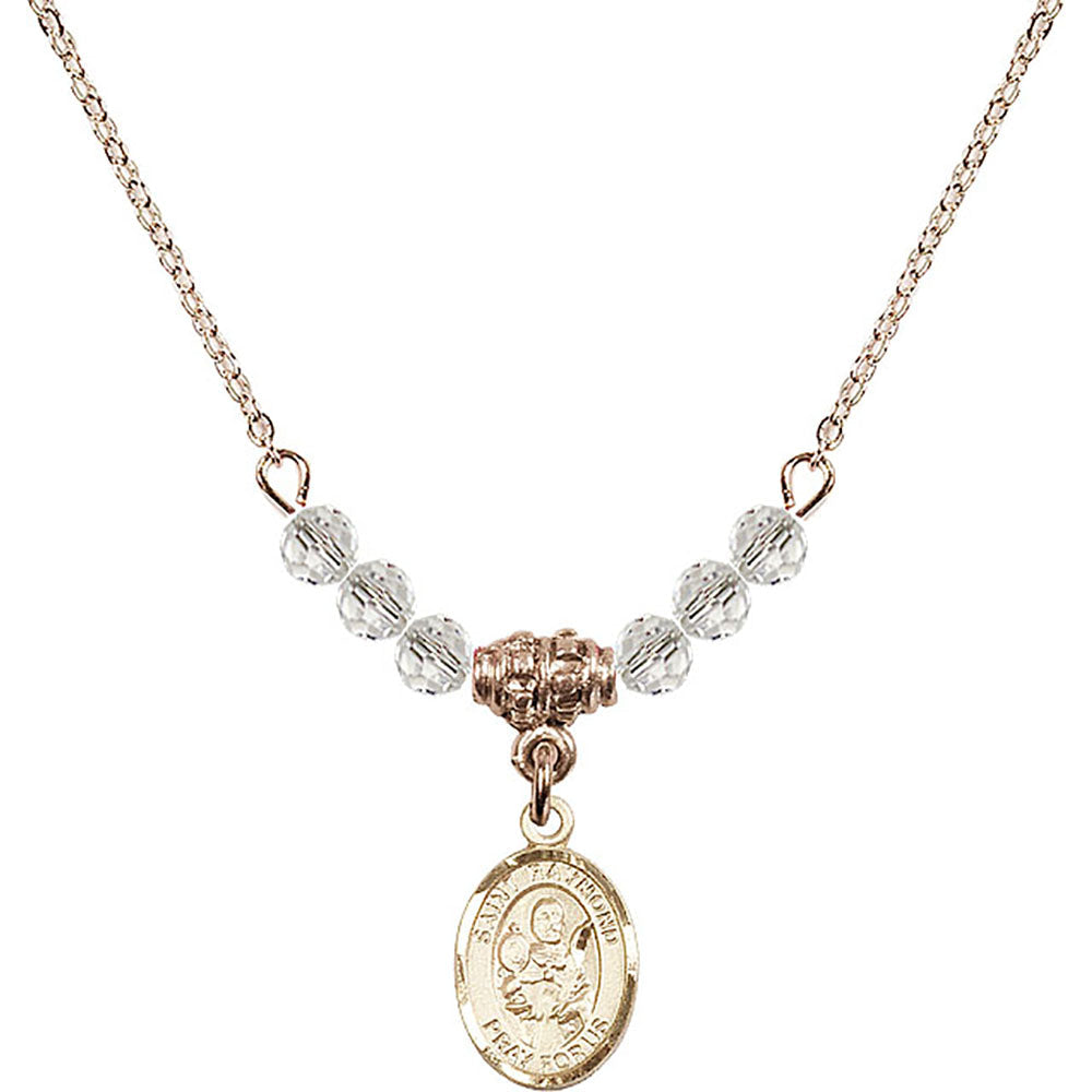 14kt Gold Filled Saint Raymond Nonnatus Birthstone Necklace with Crystal Beads - 9091