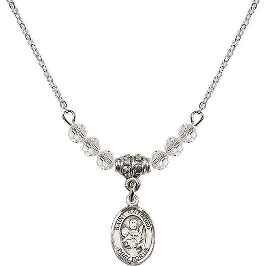 Sterling Silver Saint Raymond Nonnatus Birthstone Necklace with Crystal Beads - 9091