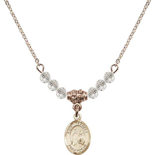 14kt Gold Filled Saint Raphael the Archangel Birthstone Necklace with Crystal Beads - 9092