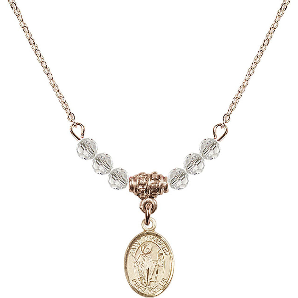14kt Gold Filled Saint Richard Birthstone Necklace with Crystal Beads - 9093