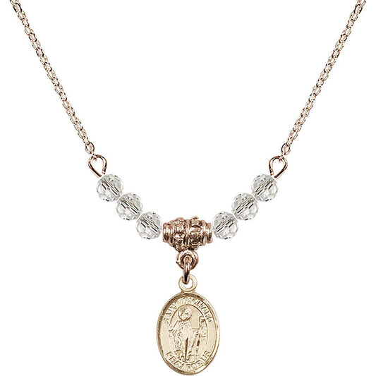 14kt Gold Filled Saint Richard Birthstone Necklace with Crystal Beads - 9093