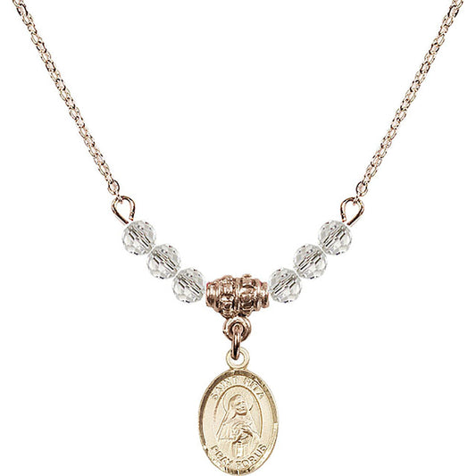 14kt Gold Filled Saint Rita of Cascia Birthstone Necklace with Crystal Beads - 9094