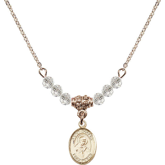 14kt Gold Filled Saint Robert Bellarmine Birthstone Necklace with Crystal Beads - 9096