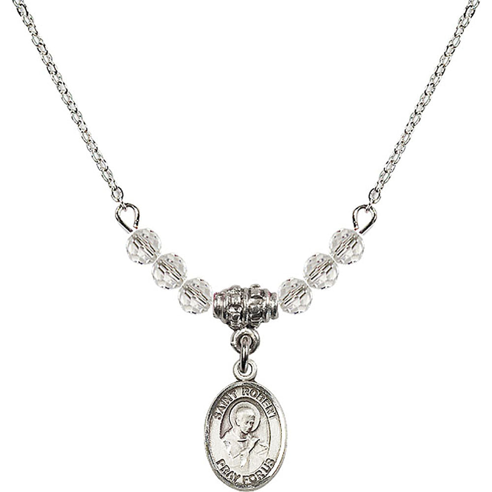Sterling Silver Saint Robert Bellarmine Birthstone Necklace with Crystal Beads - 9096