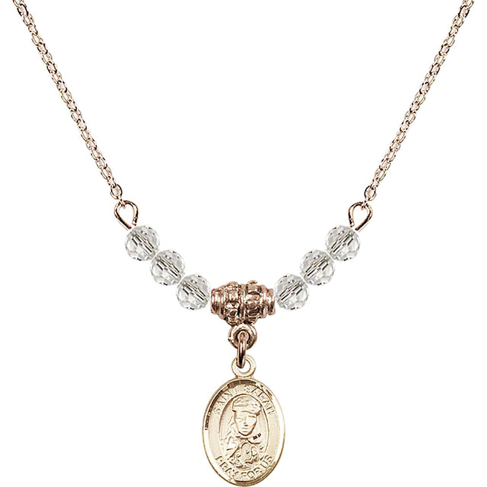 14kt Gold Filled Saint Sarah Birthstone Necklace with Crystal Beads - 9097