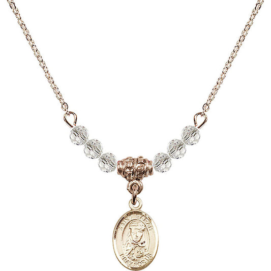 14kt Gold Filled Saint Sarah Birthstone Necklace with Crystal Beads - 9097