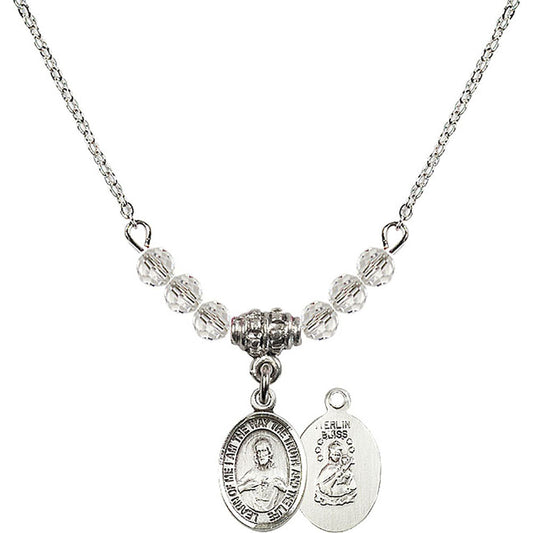 Sterling Silver Scapular Birthstone Necklace with Crystal Beads - 9098