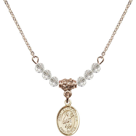 14kt Gold Filled Saint Scholastica Birthstone Necklace with Crystal Beads - 9099