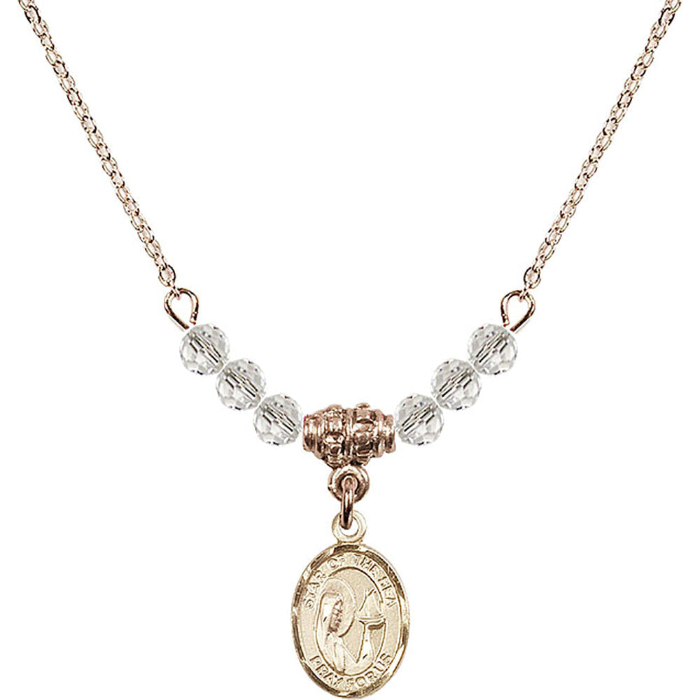 14kt Gold Filled Our Lady Star of the Sea Birthstone Necklace with Crystal Beads - 9101
