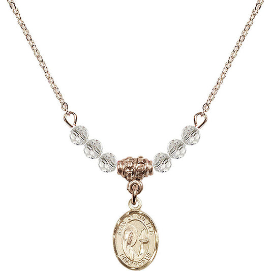 14kt Gold Filled Our Lady Star of the Sea Birthstone Necklace with Crystal Beads - 9101
