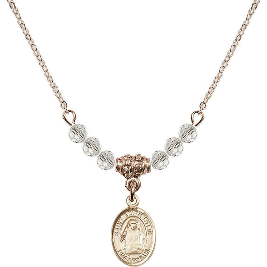 14kt Gold Filled Saint Edith Stein Birthstone Necklace with Crystal Beads - 9103
