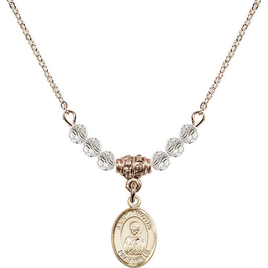 14kt Gold Filled Saint Timothy Birthstone Necklace with Crystal Beads - 9105
