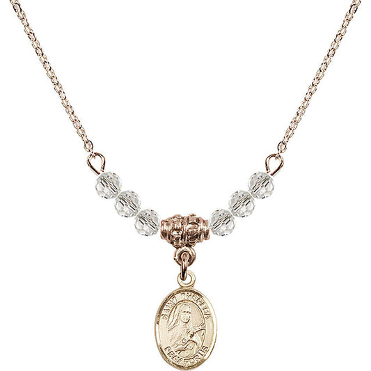 14kt Gold Filled Saint Theresa Birthstone Necklace with Crystal Beads - 9106