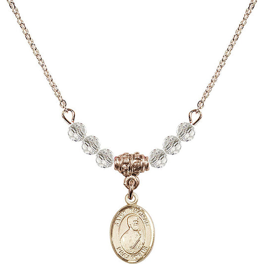 14kt Gold Filled Saint Thomas the Apostle Birthstone Necklace with Crystal Beads - 9107