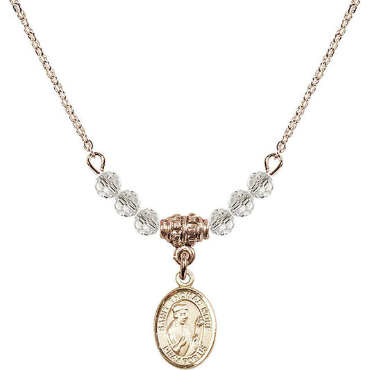 14kt Gold Filled Saint Thomas More Birthstone Necklace with Crystal Beads - 9109