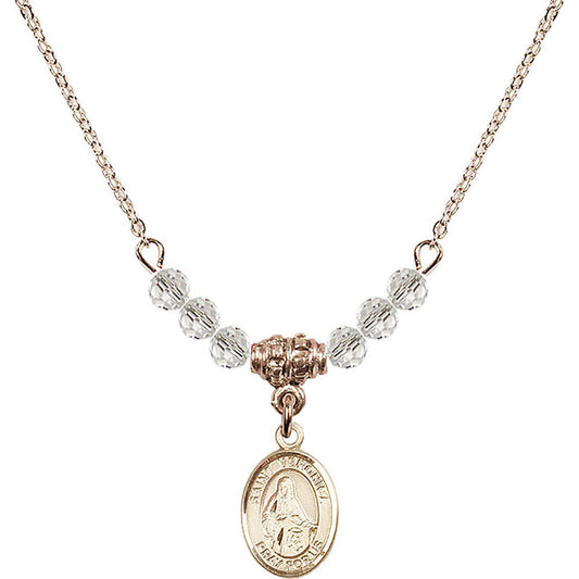 14kt Gold Filled Saint Veronica Birthstone Necklace with Crystal Beads - 9110