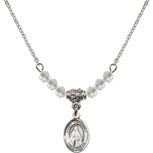 Sterling Silver Saint Veronica Birthstone Necklace with Crystal Beads - 9110