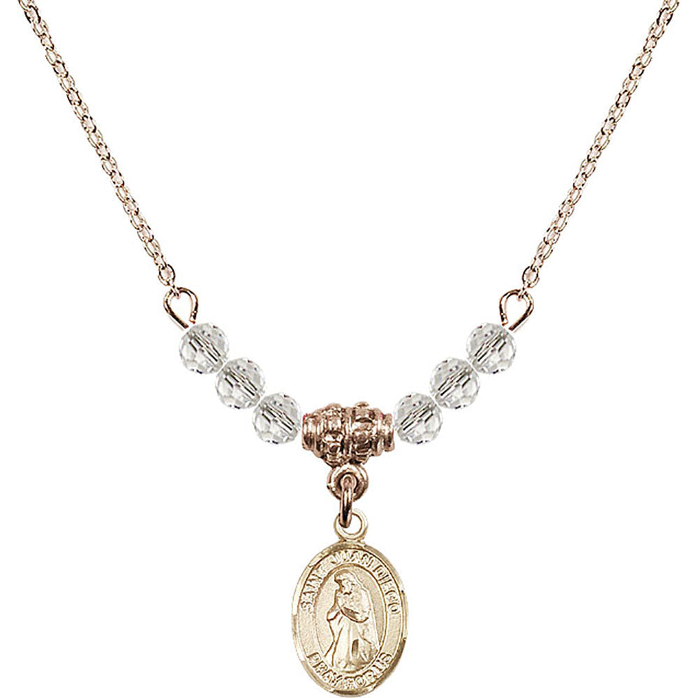 14kt Gold Filled Saint Juan Diego Birthstone Necklace with Crystal Beads - 9111