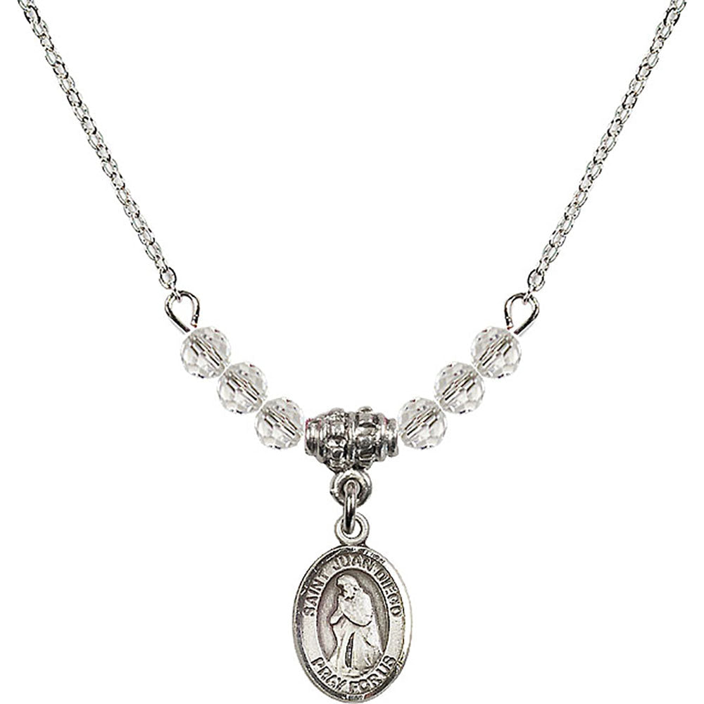 Sterling Silver Saint Juan Diego Birthstone Necklace with Crystal Beads - 9111