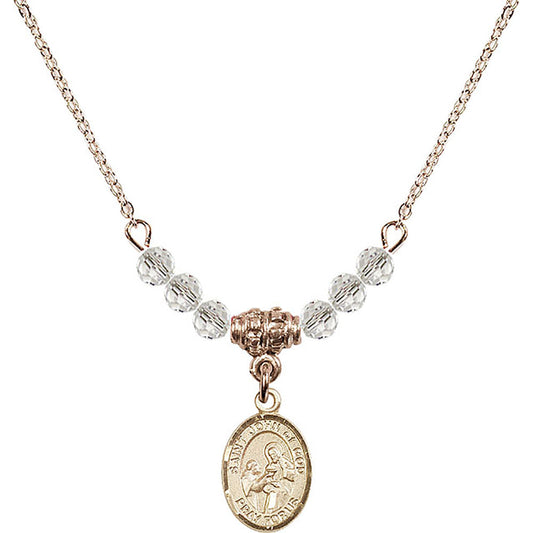 14kt Gold Filled Saint John of God Birthstone Necklace with Crystal Beads - 9112