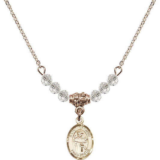 14kt Gold Filled Saint Casimir of Poland Birthstone Necklace with Crystal Beads - 9113