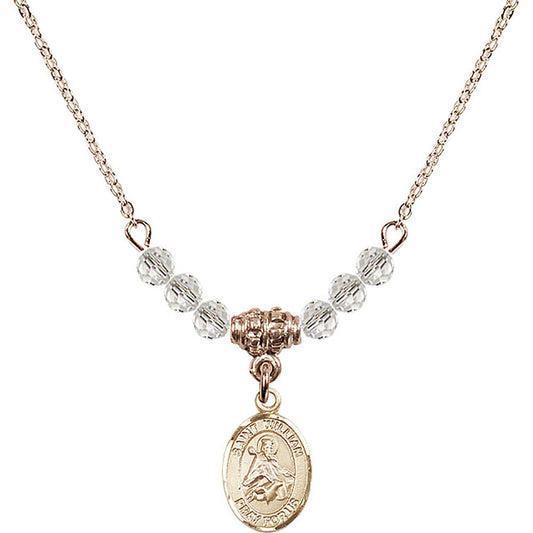 14kt Gold Filled Saint William of Rochester Birthstone Necklace with Crystal Beads - 9114