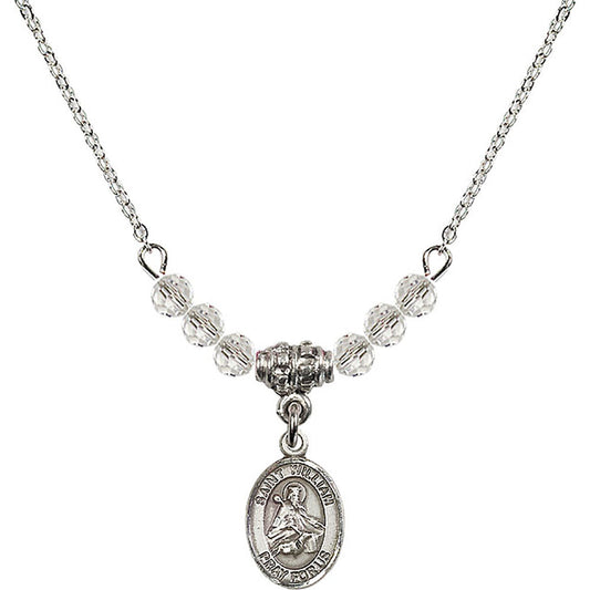 Sterling Silver Saint William of Rochester Birthstone Necklace with Crystal Beads - 9114