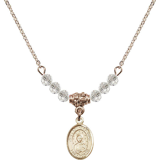 14kt Gold Filled Our Lady of la Vang Birthstone Necklace with Crystal Beads - 9115