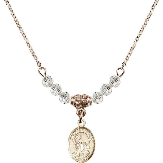 14kt Gold Filled Saint Zachary Birthstone Necklace with Crystal Beads - 9116