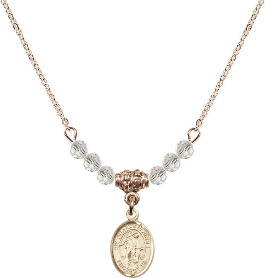 14kt Gold Filled Guardian Angel w/Child Birthstone Necklace with Crystal Beads - 9118