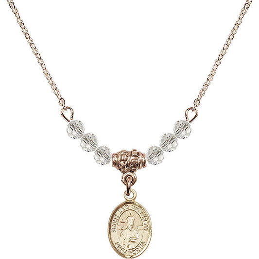 14kt Gold Filled Saint Leo the Great Birthstone Necklace with Crystal Beads - 9120