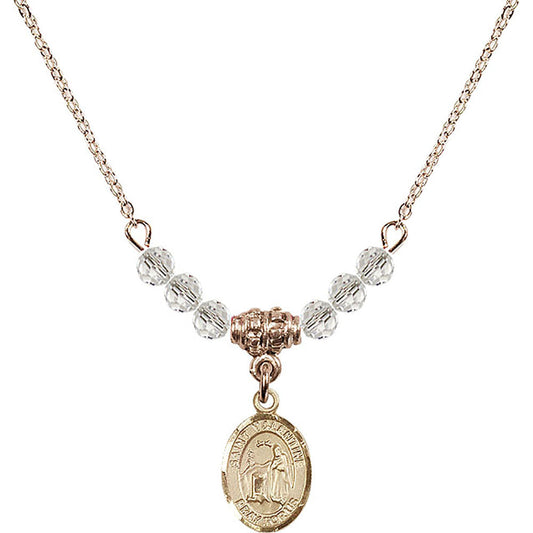 14kt Gold Filled Saint Valentine of Rome Birthstone Necklace with Crystal Beads - 9121