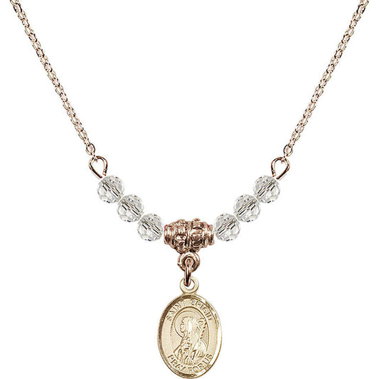 14kt Gold Filled Saint Brigid of Ireland Birthstone Necklace with Crystal Beads - 9123