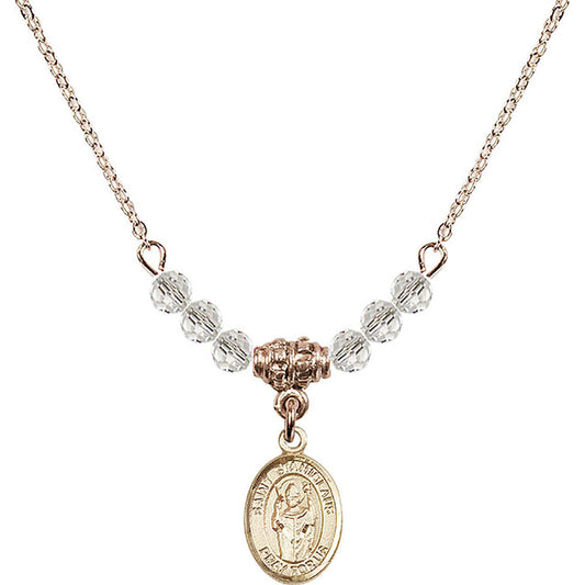 14kt Gold Filled Saint Stanislaus Birthstone Necklace with Crystal Beads - 9124