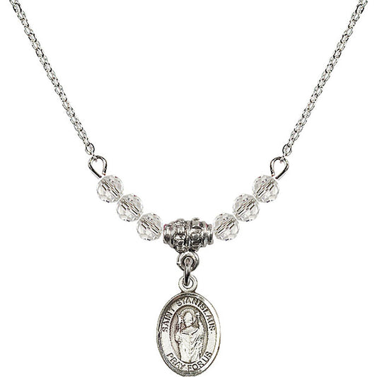 Sterling Silver Saint Stanislaus Birthstone Necklace with Crystal Beads - 9124