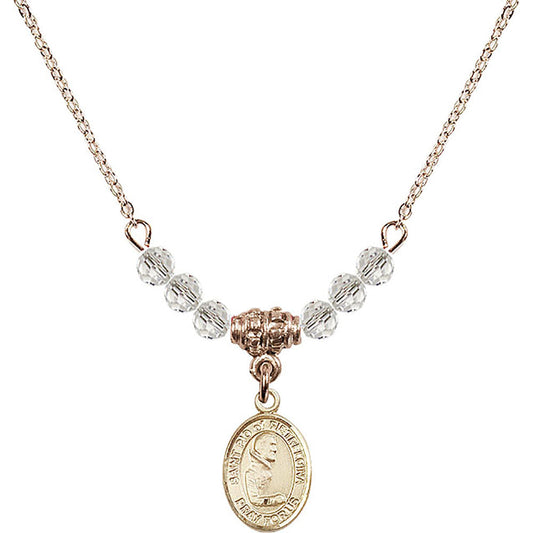 14kt Gold Filled Saint Pio of Pietrelcina Birthstone Necklace with Crystal Beads - 9125