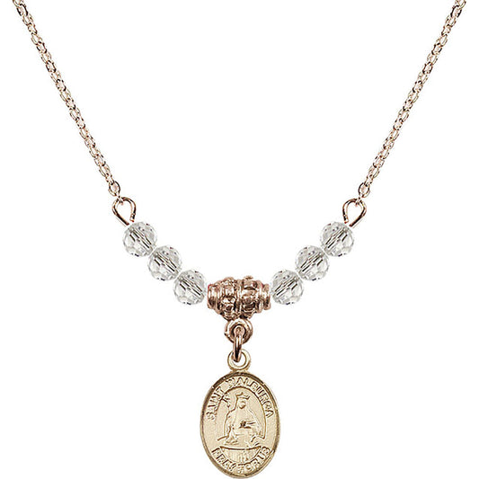 14kt Gold Filled Saint Walburga Birthstone Necklace with Crystal Beads - 9126