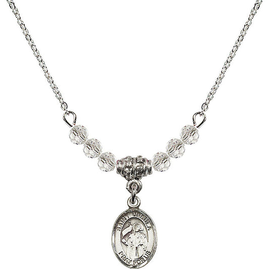 Sterling Silver Saint Ursula Birthstone Necklace with Crystal Beads - 9127
