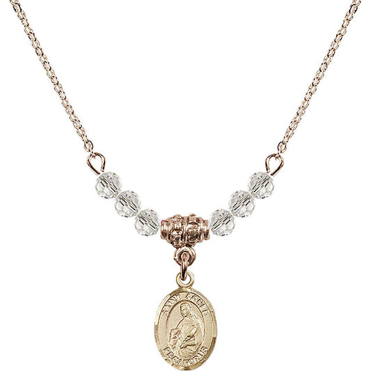 14kt Gold Filled Saint Agnes of Rome Birthstone Necklace with Crystal Beads - 9128