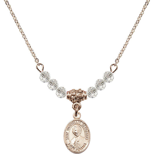 14kt Gold Filled Saint Marcellin Champagnat Birthstone Necklace with Crystal Beads - 9131