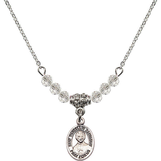 Sterling Silver Saint Marcellin Champagnat Birthstone Necklace with Crystal Beads - 9131