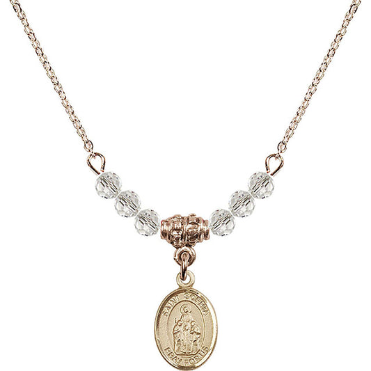 14kt Gold Filled Saint Sophia Birthstone Necklace with Crystal Beads - 9136