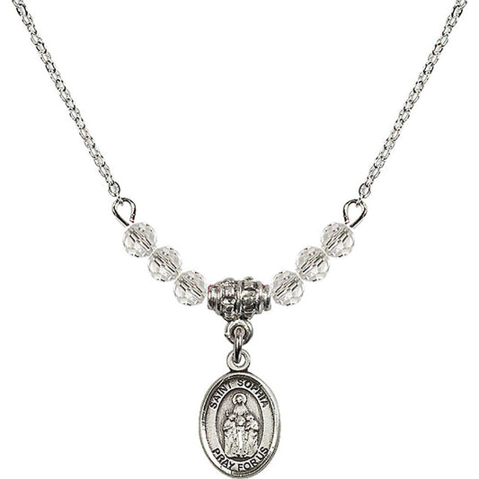 Sterling Silver Saint Sophia Birthstone Necklace with Crystal Beads - 9136