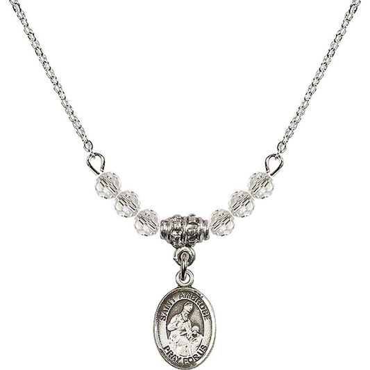 Sterling Silver Saint Ambrose Birthstone Necklace with Crystal Beads - 9137