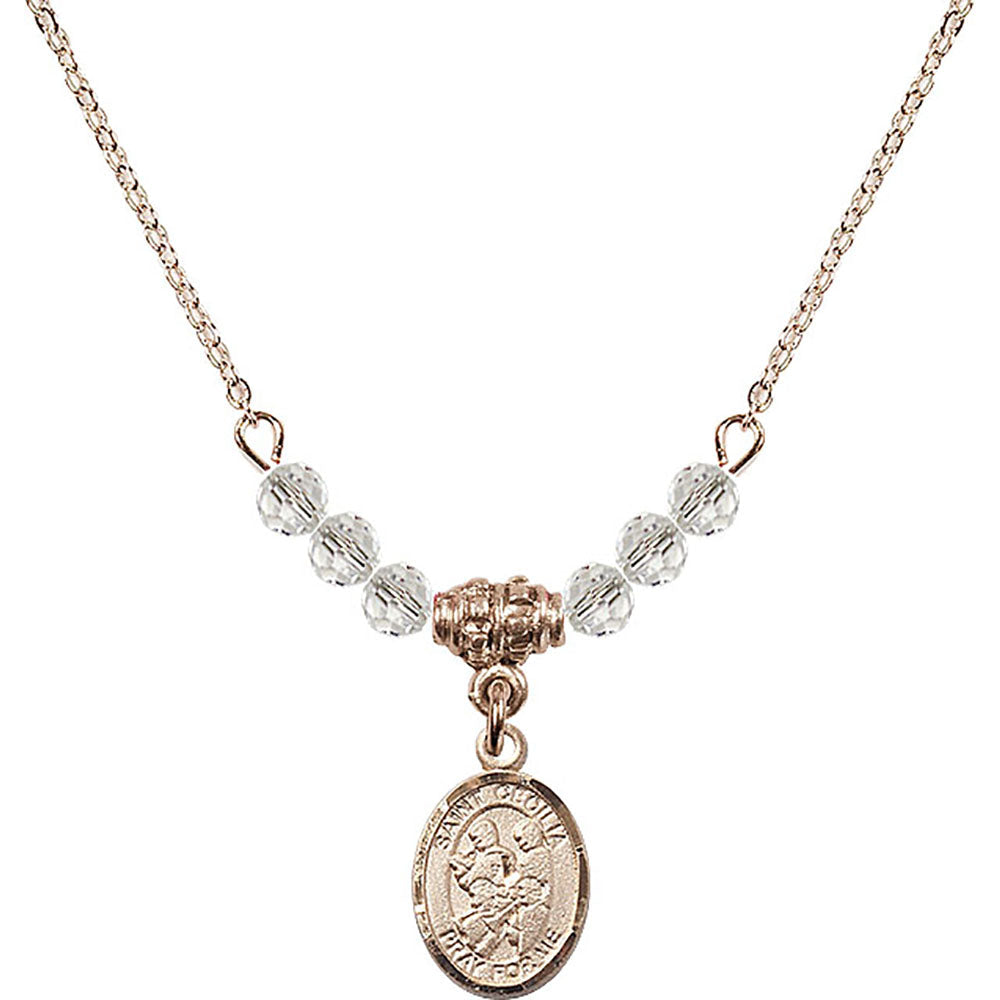 14kt Gold Filled Saint Cecilia / Marching Band Birthstone Necklace with Crystal Beads - 9179