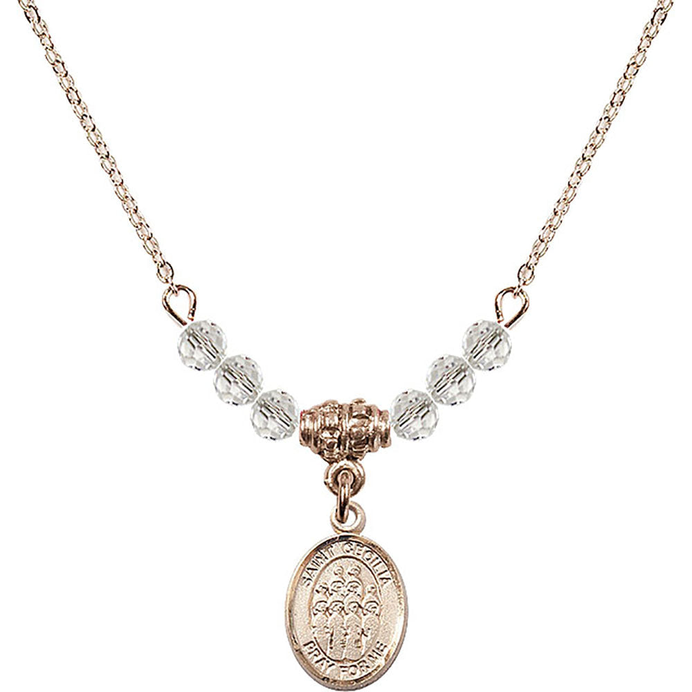 14kt Gold Filled Saint Cecilia / Choir Birthstone Necklace with Crystal Beads - 9180