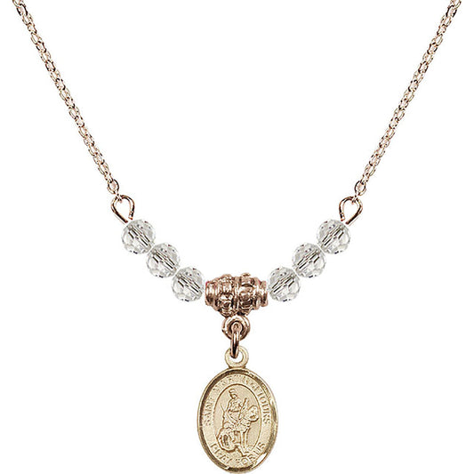 14kt Gold Filled Saint Martin of Tours Birthstone Necklace with Crystal Beads - 9200