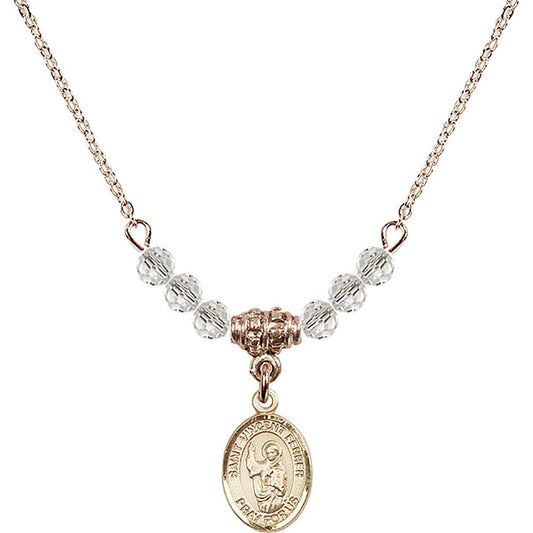 14kt Gold Filled Saint Vincent Ferrer Birthstone Necklace with Crystal Beads - 9201