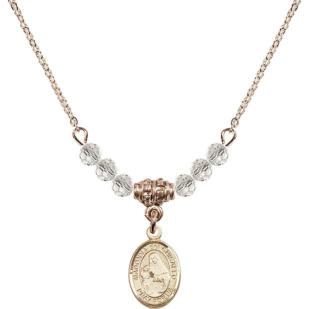14kt Gold Filled Madonna del Ghisallo Birthstone Necklace with Crystal Beads - 9203