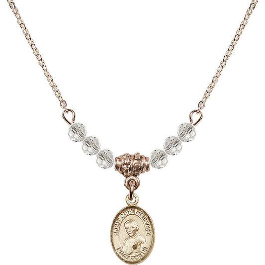 14kt Gold Filled Saint John Neumann Birthstone Necklace with Crystal Beads - 9204